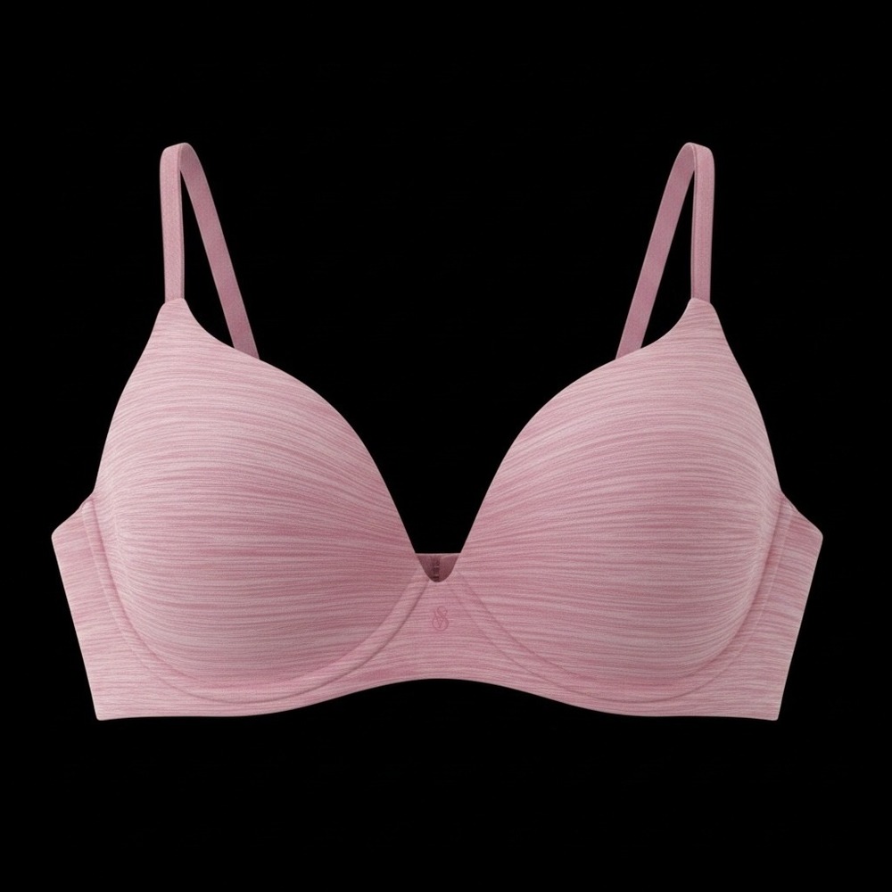 Victorias Secret Wireless Bra 32D Pink Space Dye Heathered No-Wire Molded Cup